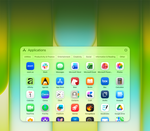 MacBook Neo Display mit Fenster mit einer Vielzahl von Apps